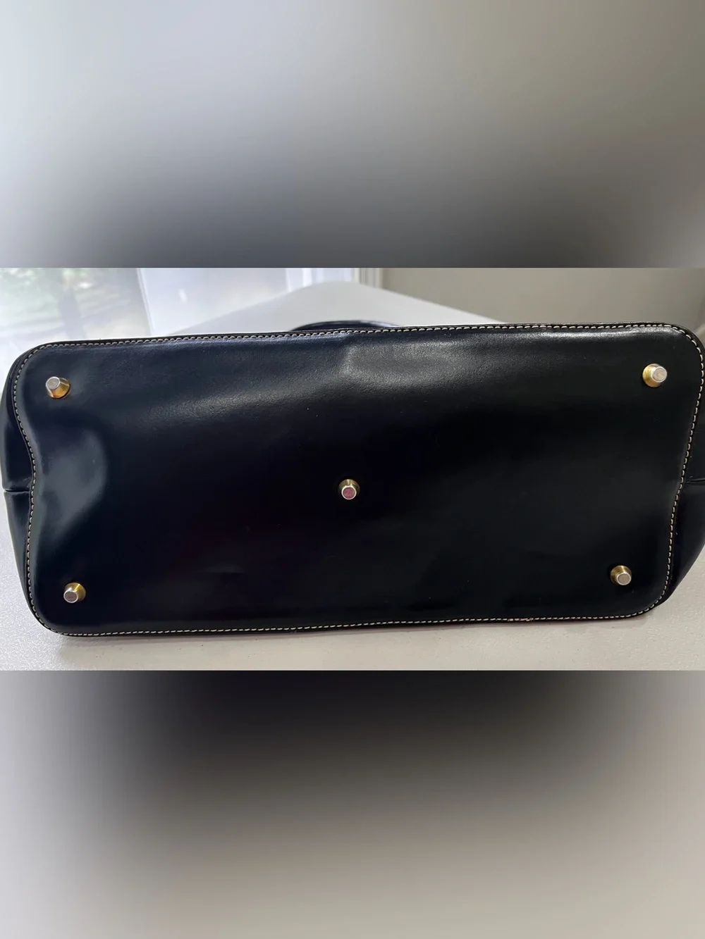 Arcadia Black Patent Leather Embossed Dome Satchel Bag Made in Italy